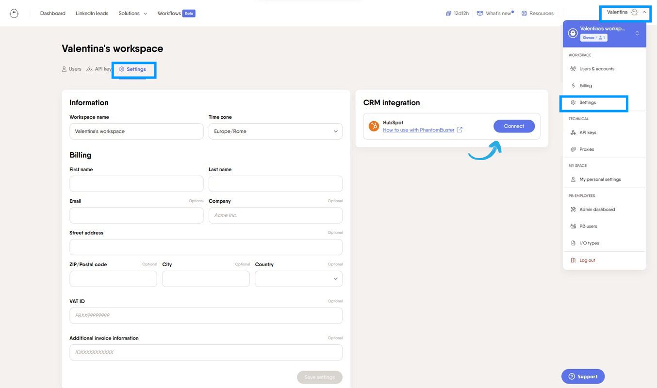 Hubspot integration Settings.jpeg