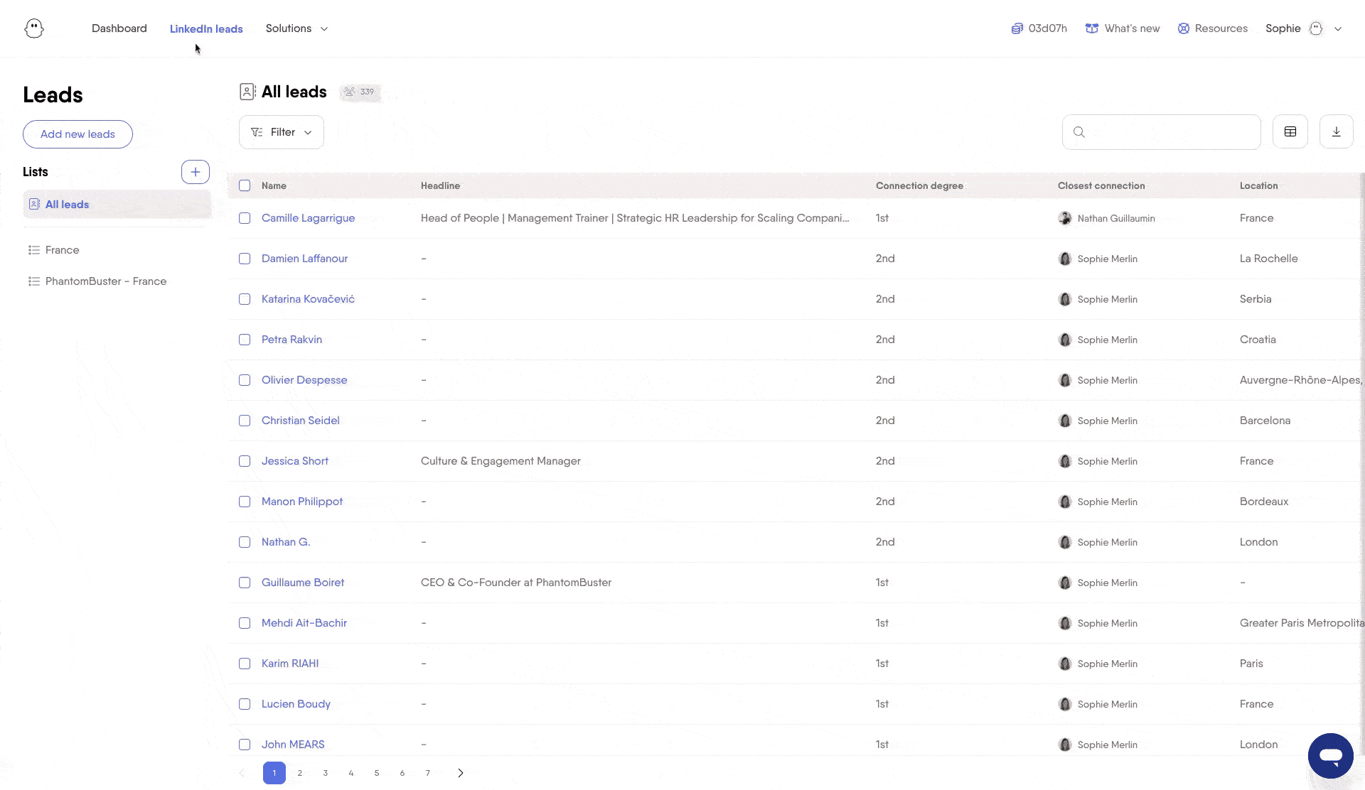 How to use the Find emails quick action to launch the Professional Email Finder from a LinkedIn lead list
