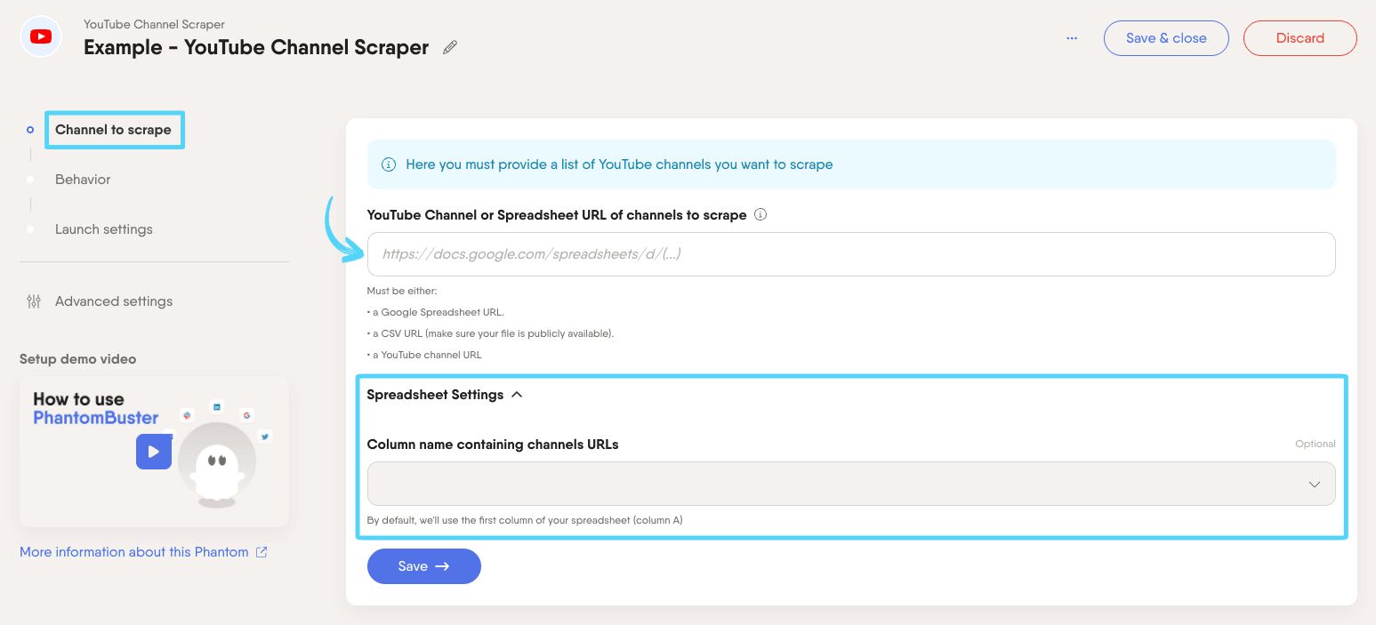 How to use the YouTube Channel Scraper – PhantomBuster