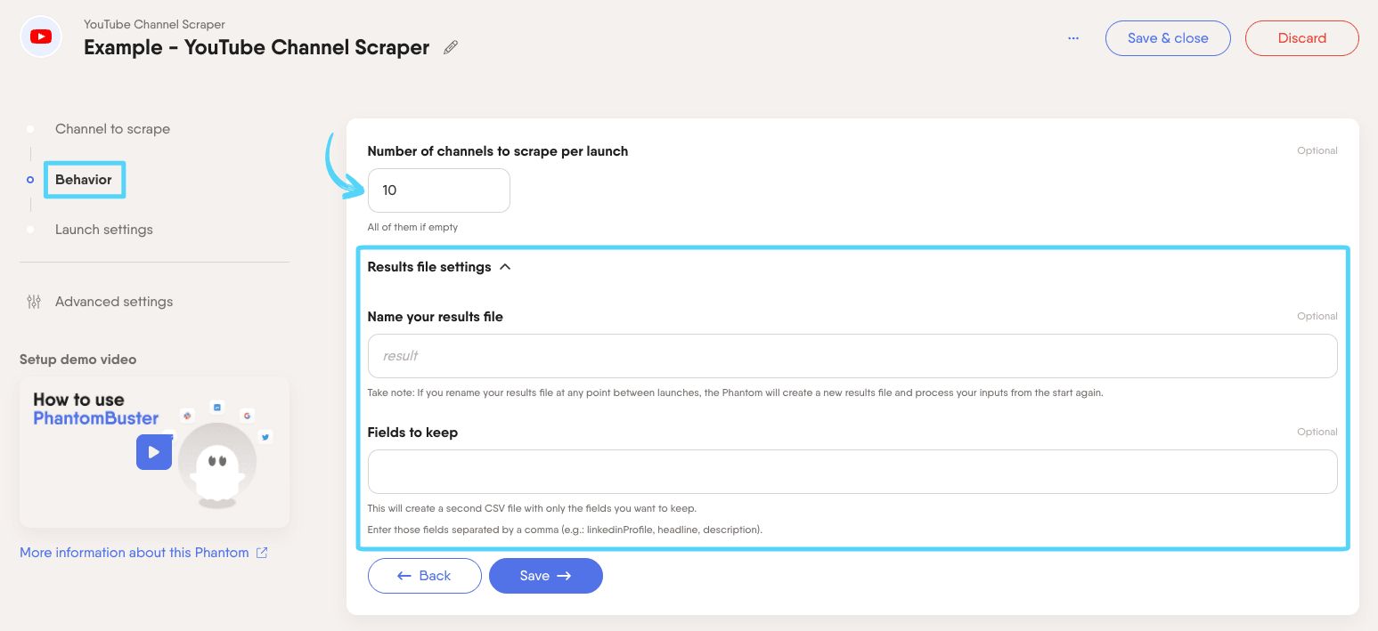 How to use the YouTube Channel Scraper – PhantomBuster