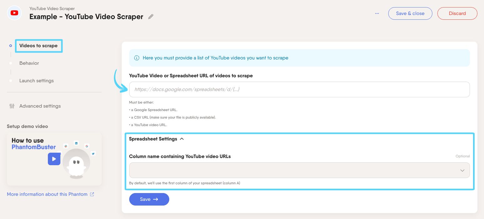 How to use the YouTube Video Scraper – PhantomBuster