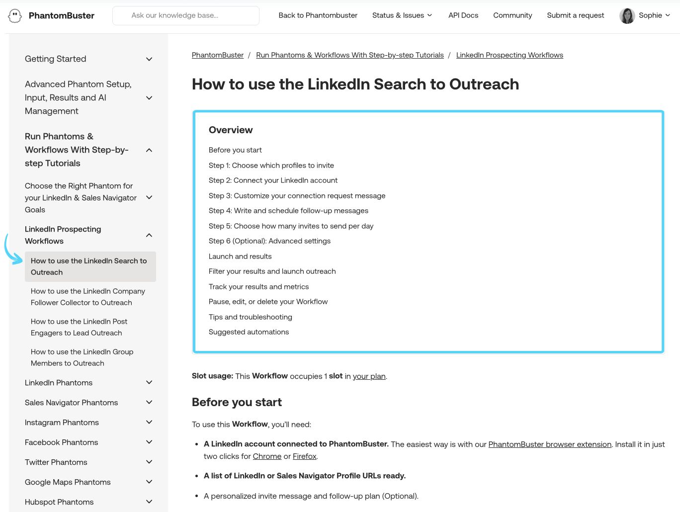 Example Help Center tutorial article showing detailed Workflow setup instructions