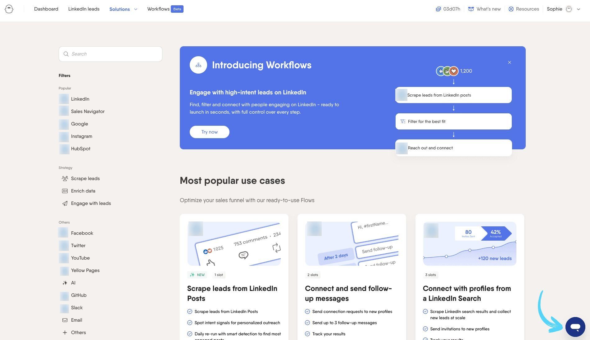 PhantomBuster Support widget for contacting the Customer Care team