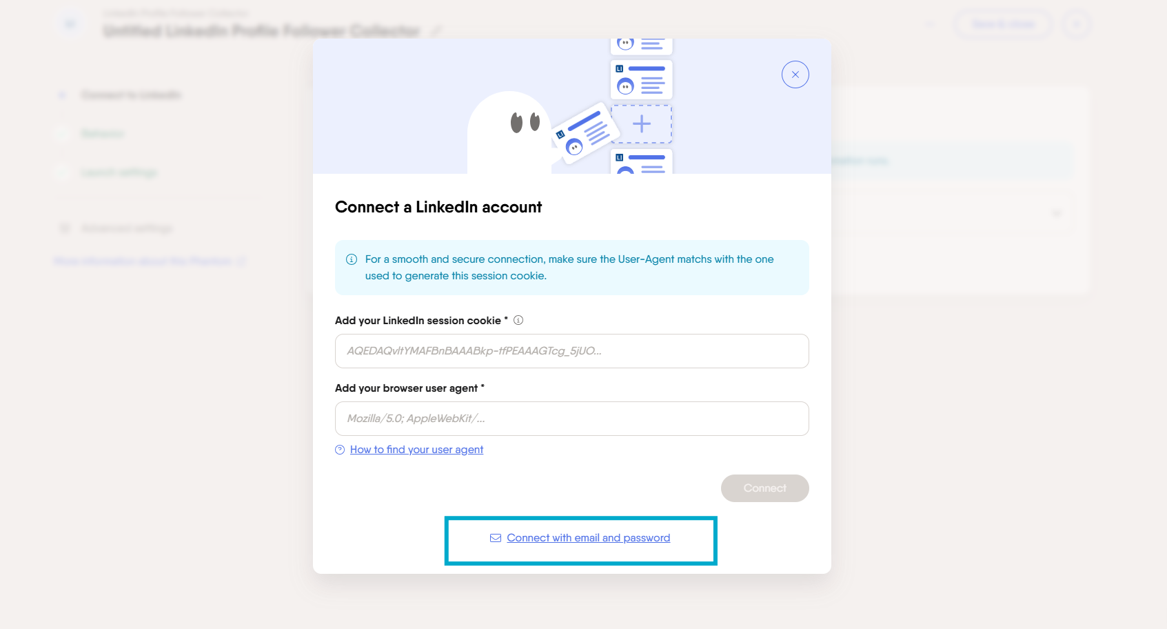 Connect with email and password option.png